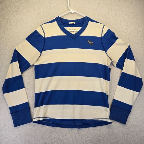 Abercrombie & Fitch V Neck Mens L Muscle Long Sleeve Sweater Thermal Shirt Y2K - Picture 1 of 10